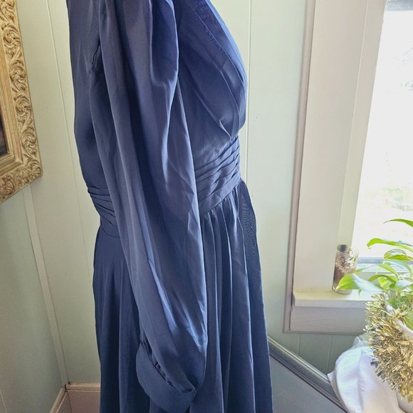 Navy Blue Chiffon Formal Dress, Wedding, Prom, Bridesmaid, Party, Evening, Opera - Picture 8 of 16